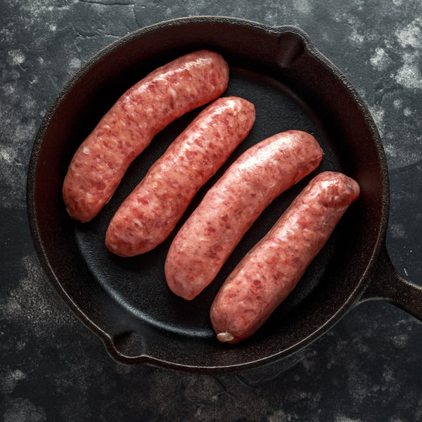 Just Beef Sausages, (100% grass fed beef, grain free, additive free, salt-free, quick frozen, un-aged)