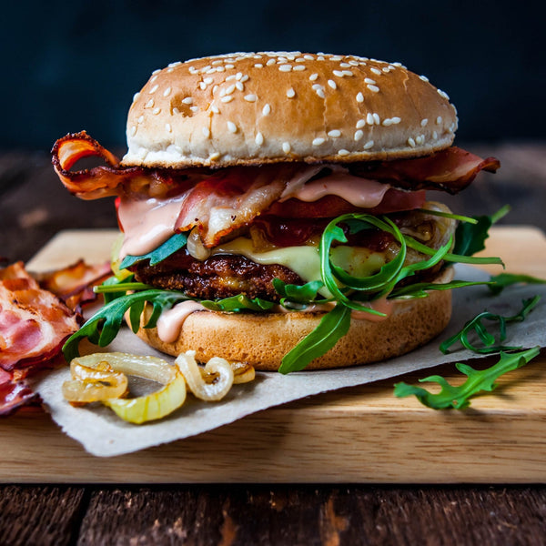 Grass fed beef burgers (un-aged, quick frozen, gluten free)