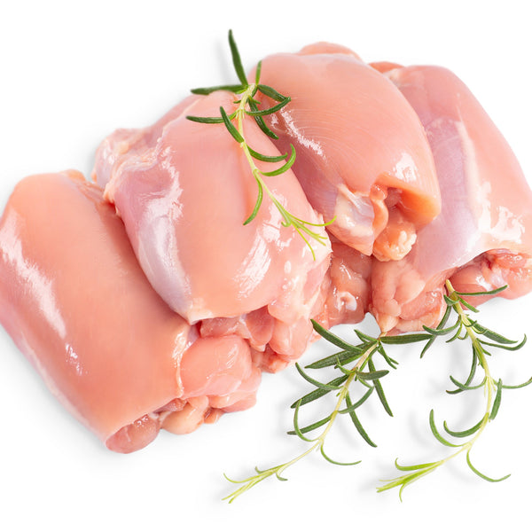 Free Range Chicken Mini thigh (quick frozen, un-aged, boneless, skinless)