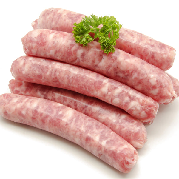 Pasture raised free range pork Just Pork sausages, (100% un-aged pork, grain free, additive free, salt-free, quick frozen)