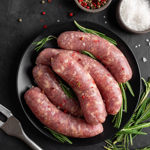 Just Venison sausages (100% wild venison,  grain free, additive free, salt-free, quick frozen, un-aged)