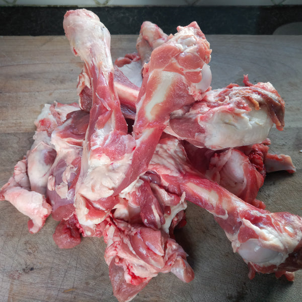 Quick frozen un-aged grass fed lamb bone pack