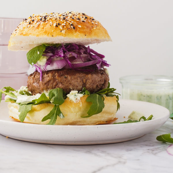 Quick frozen un-aged grass-fed lamb burgers  (grain free, no rusk, 97% lamb)