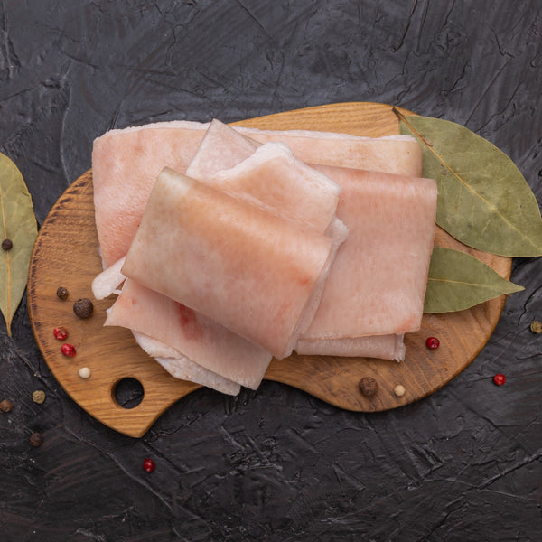 Pasture raised Free Range Pork rind with layer of back fat