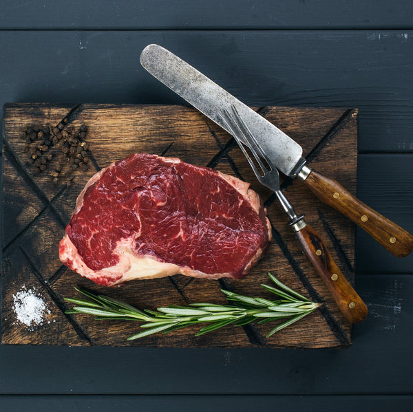 Grass Fed Beef Rib Eye Steak (quick frozen, un-aged)
