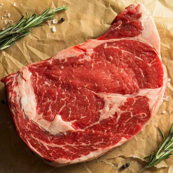 Thick Cut Grass fed beef rib eye sharing steak (450 g) (serves 2)(chilled, 21 day aged)