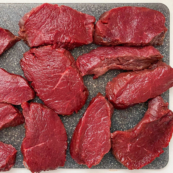 Quick Frozen un-aged wild venison haunch (leg) steak