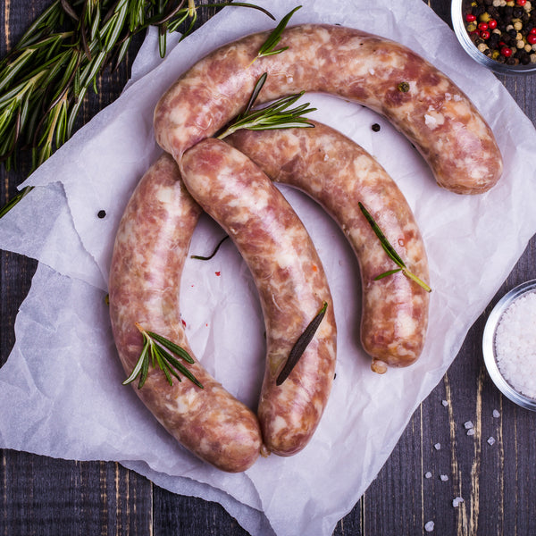 Wild boar sausages with juniper and herbs (gluten free, frozen)